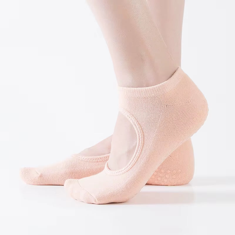 Backless Non-Slip Fitness Pilates Socks Cotton Women Sport Yoga Socks Ballet Dance Slippers Barefoot Sock Workout for Gym